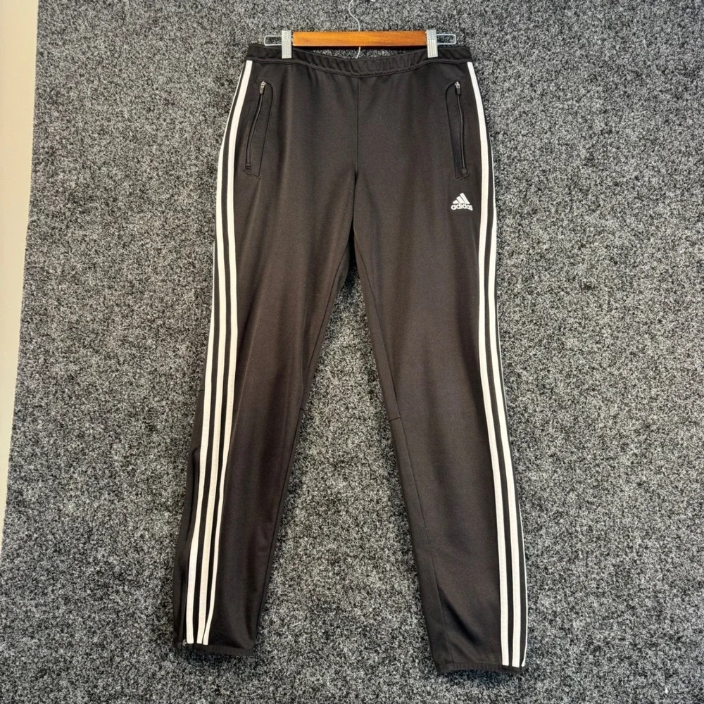 Kids Adidas Black Track Pants Athletic‎ Joggers Size L 16-18 Zip Pockets